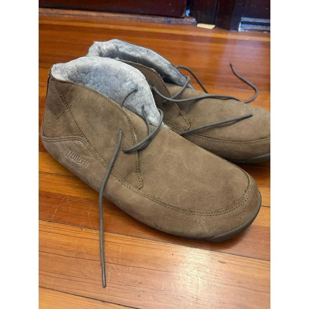 Duluth Trading Chukka Slippers Mens 11 Brown Leather Wool Lined Indoor Outdoor